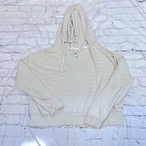 Lace Up Back Hooded Sweat Shirt